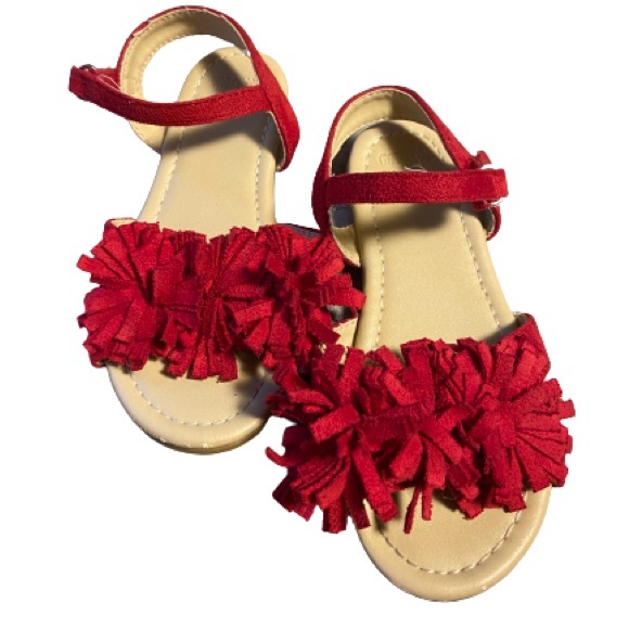 Gymboree open toed red frill suede sandals - Picture 2 of 3